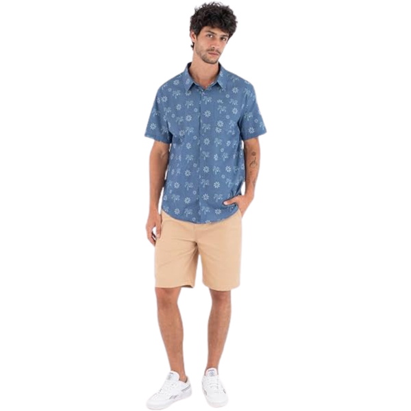 2026 Hurley Mens Woven Coconut Print Press Shirt MWVEUPP001 - Blue